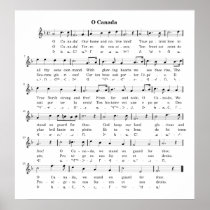 Music Sheet of Canada's National Anthem O' Canada Print