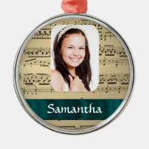 Music sheet photo template christmas ornament