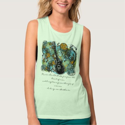 Music should strike fire from the heart of man flowy muscle tank top