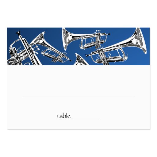 Music Silver Trumpet Bar Mitzvah Seating Card Business Card Templates (front side)