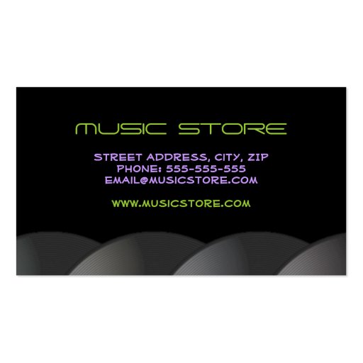 Music Store business card (back side)