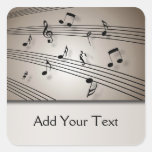 Music Symphony in Ecru Square Stickers
