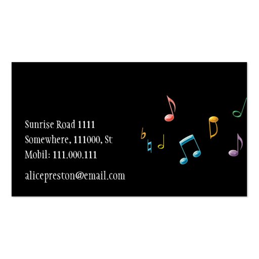Music Teacher - Business Card (back side)