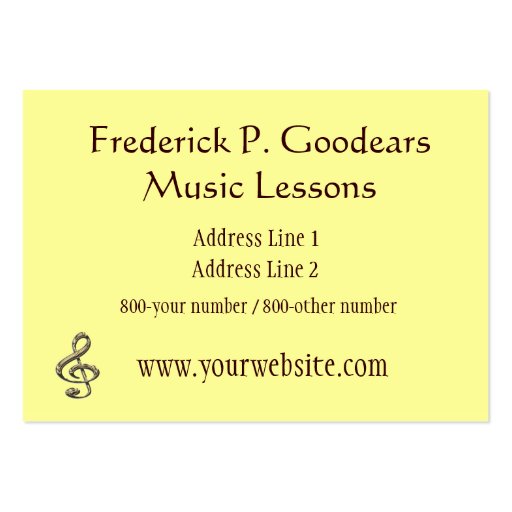 Music Teacher Business Card (back side)