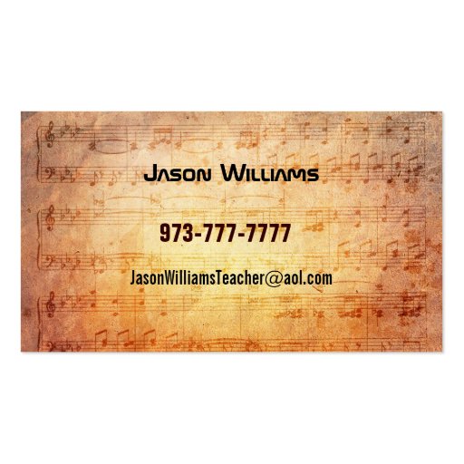Music teacher Business Cards (back side)