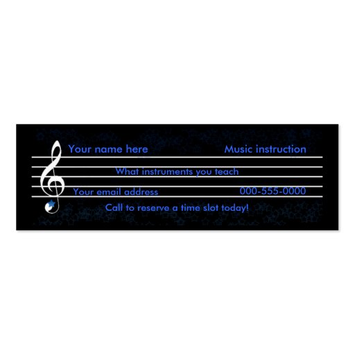 music teacher/instruction business cards (front side)