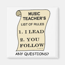 Music Teacher List Of Rules Refrigerator Magnets