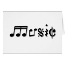 Music Text Design Greeting Cards
