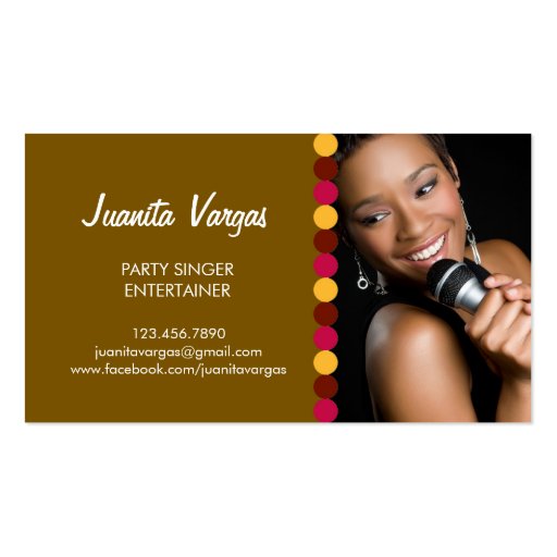 Music Wedding Singer Photo Business Card (front side)