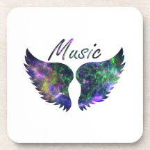 Music wings nova 1 purple green beverage coaster