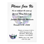 Music wings nova 1 purple green personalized invitation