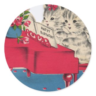 Musical Birthday Kittens Stickers