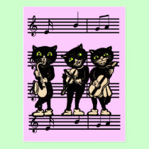 Musical Black Cats Postcard postcards