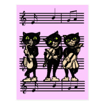 Musical Black Cats Postcard