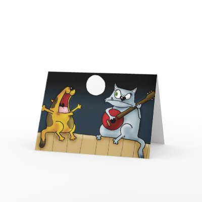 Musical Cat Band Greeting Cards by arkhamdesignstudios