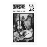 MUSICAL CAT ,Black and White postage