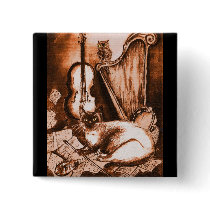 MUSICAL CAT ,Brown and White Black Buttons