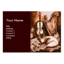 MUSICAL CAT, Brown and White Business Cards