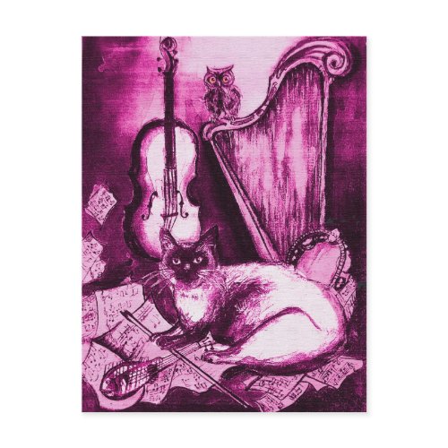 Musical Cat Postcard – Charming Design by Bulgan Lumini