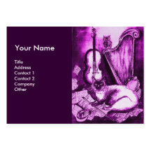 MUSICAL CAT, Purple and White Business Card Template
