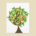 Musical Cherry Notes Tree Fun Custom Postcard by fat_fa_tin Musical Cherry Notes Tree Fun Custom Postcard