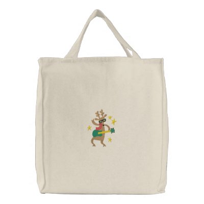 Musical Christmas - Reindeer Canvas Bags by Embroidery4U