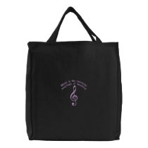 Musical Clef with Longfellow Quote Tote Bag embroidered bags