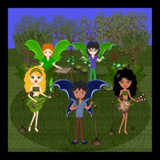 Musical Faerie Band in Enchanting Field Print