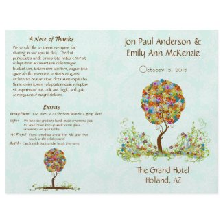 Musical Flower Tree Wedding Program Damask Overlay flyer