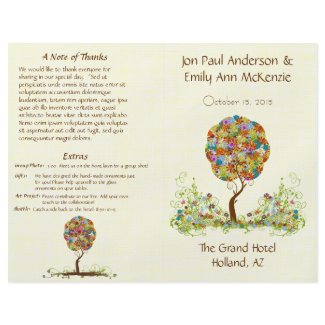 Musical Flower Tree Wedding Program Burlap Weave flyer
