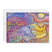 Musical Flying Dove Baby Naming Invitation Hebrew