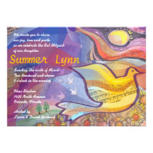 Musical Flying Dove Bat Mitzvah Invitation