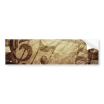 MUSICAL GRUNGE DIGITAL TEMPLATE SEPHIA MUSIC NOTES BUMPER STICKERS