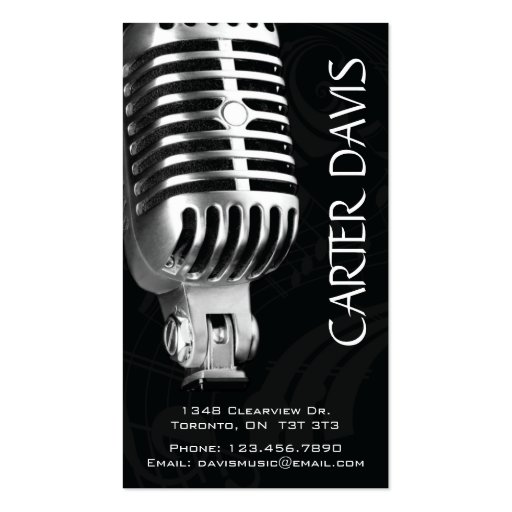 Musical Instrument - Mic Business Card Templates (front side)