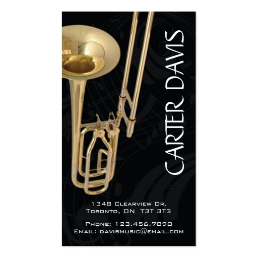 Musical Instrument - Trombone Business Card Templates (front side)