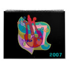 twopage_calendar - A 2007 Calendar showing Whimsical Musical Instruments.