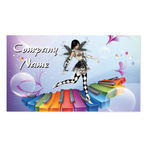 Musical Keyboard Faerie Business Card Templates (front side)