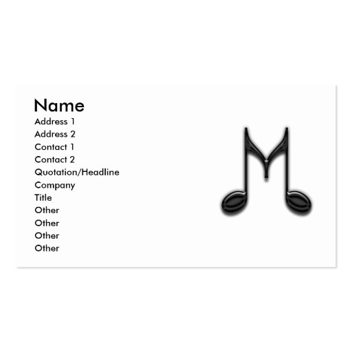 Musical "M" Letter Business Card Templates