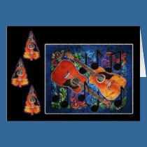 Musical Merriment - Guitar Holiday Cards cards