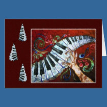 Musical Merriment - Piano Holiday Card cards
