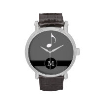 musical note label initial wrist watch at Zazzle