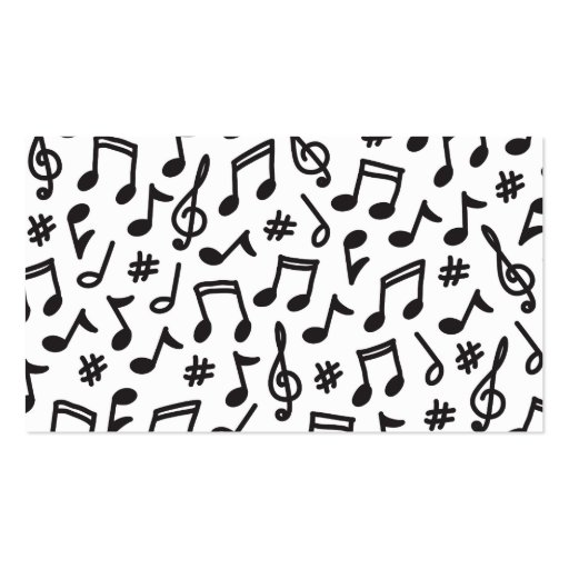 Musical note pattern black and white music business card templates