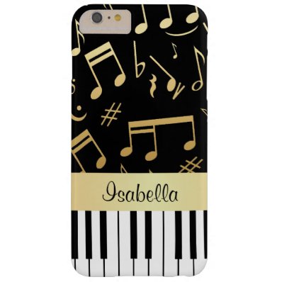 Musical Notes and Piano Keys Black and Gold Barely There iPhone 6 Plus Case