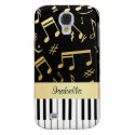 Musical Notes and Piano Keys Black and Gold Samsung Galaxy S4 Case