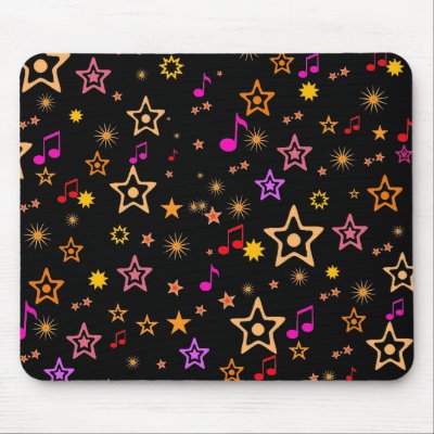 Musical Notes and Stars: Custom Mousepad by spiritswitchboard