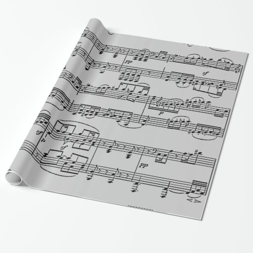 musical notes black & white wrapping paper Zazzle