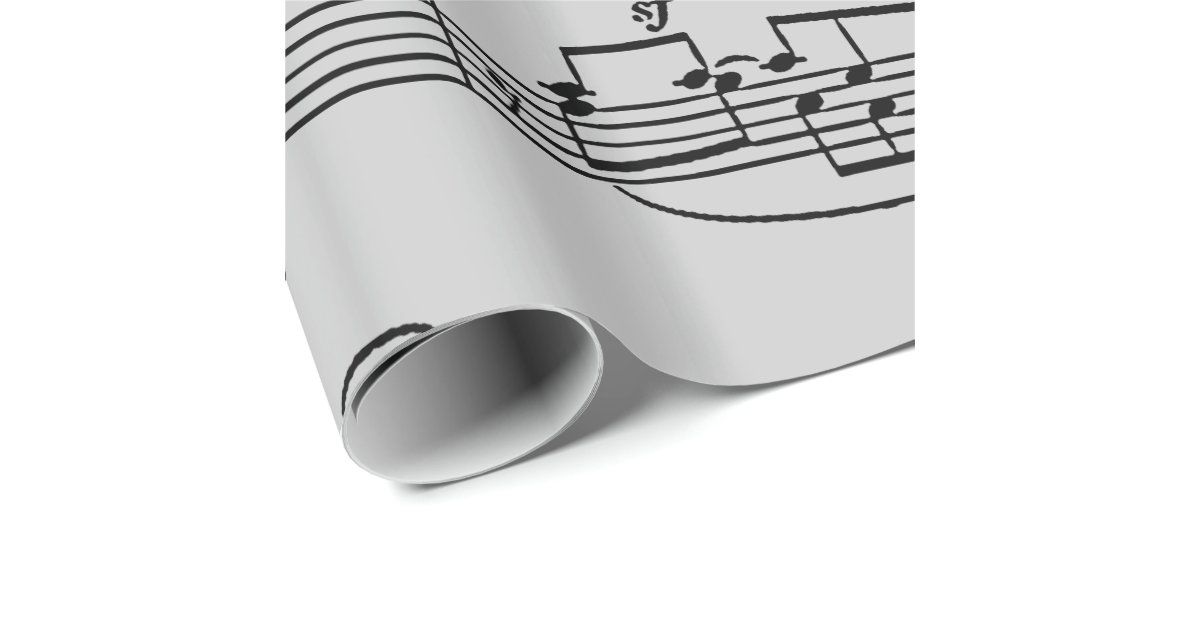 musical notes black & white wrapping paper Zazzle