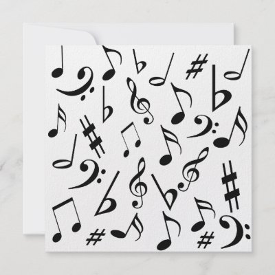 Fully customizable Classic Black and White Musical Notes Invitation by 