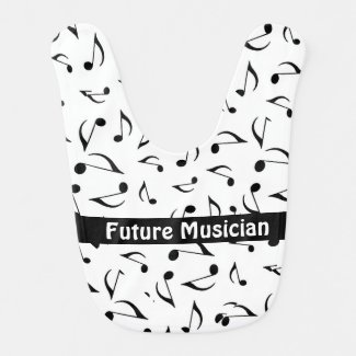 Musical Notes Design Baby Bib