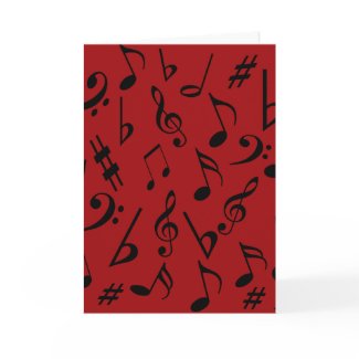 Musical Notes Holiday Card - Red card